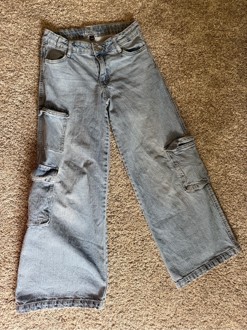 art class Light Wash Wide-Leg Cargo Jeans